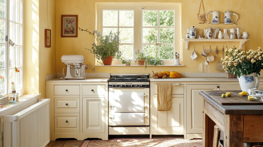 Soft Pastel Yellow Kitchen Cabinets — Cozy and Warm Farmhouse Kitchen Design