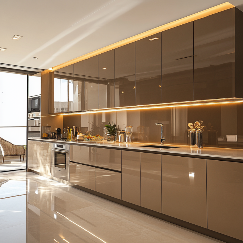 Custom kitchen cabinets designed for a personalized kitchen, offering ample storage and a modern, organized layout.