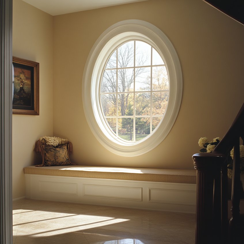 White Oval Window in the bathroom