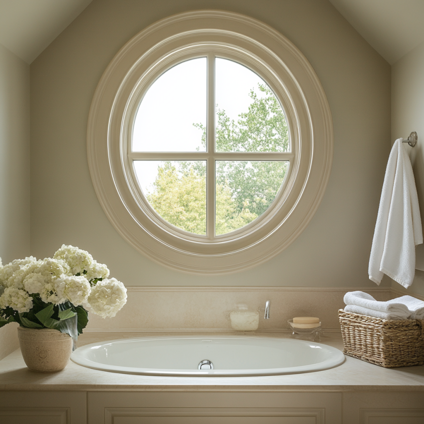 white aluminum rounded window design