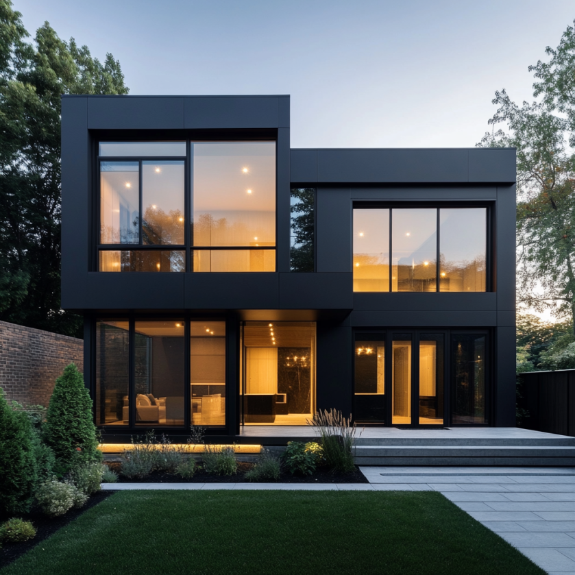 Black Windows in Modern Home