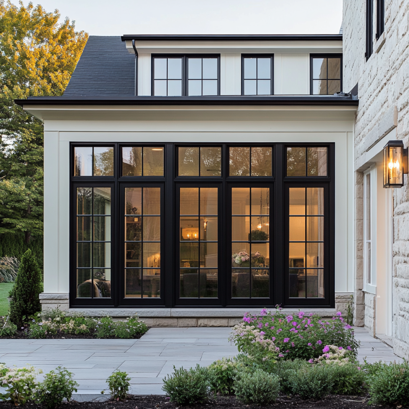 Black Windows in Traditional Home