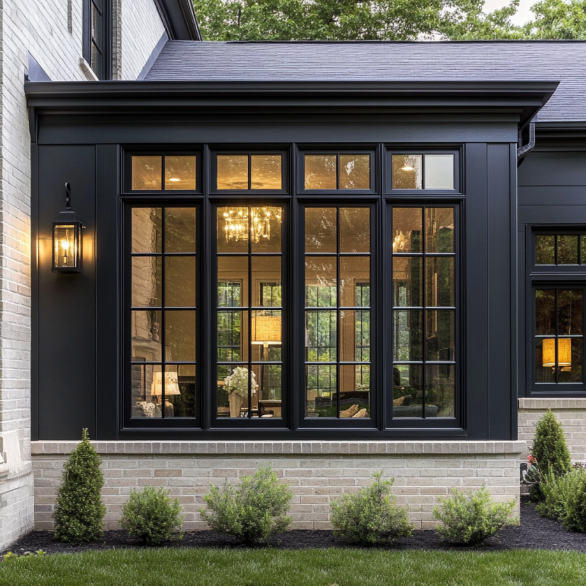 Black windows in Colonial Home