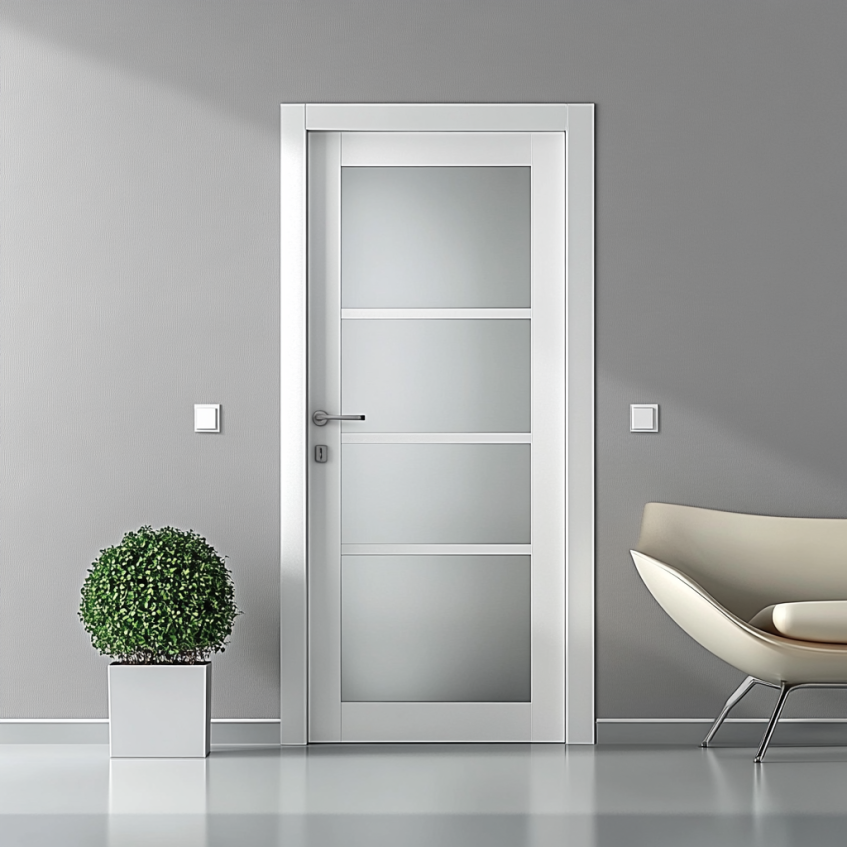 Modern frosted glass door with a sleek design, enhancing the style and privacy of any living area.