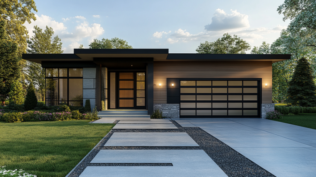 Modern-Black-Aluminum-Glass-Garage-Door
