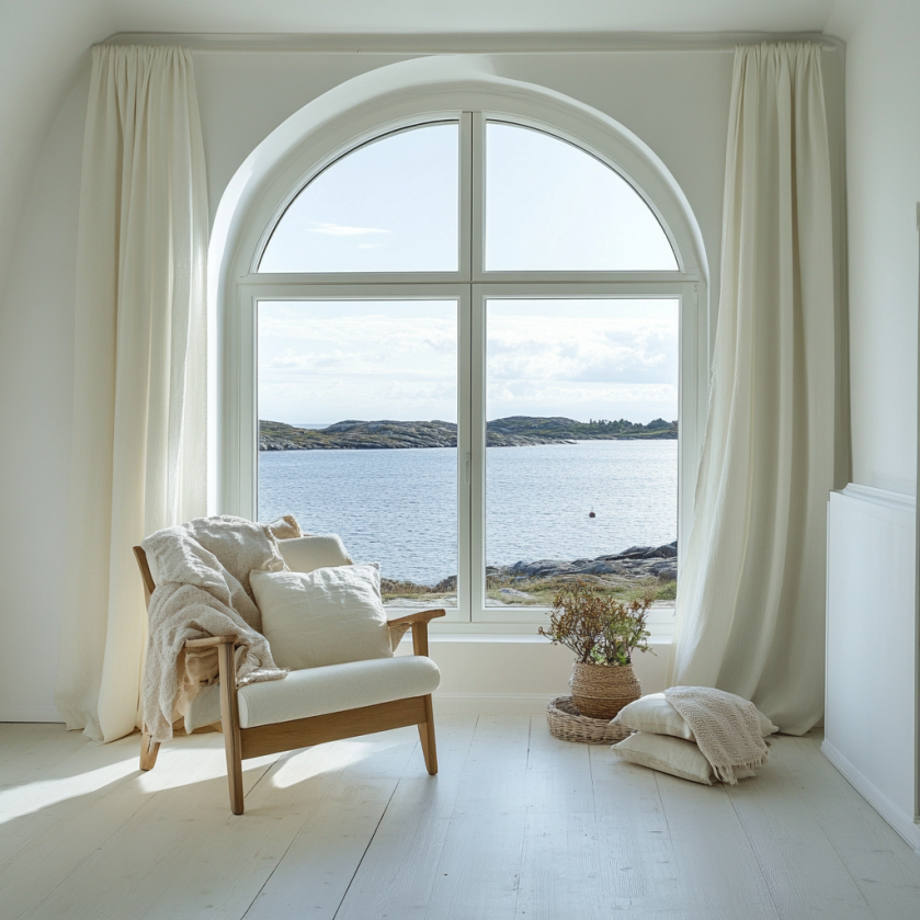 White Windows in Coastal Home