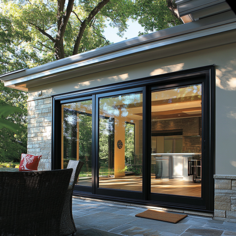 black aluminium glass sliding door
