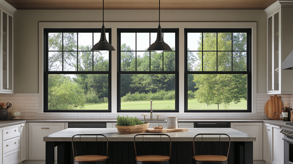 black windows in the kitchen