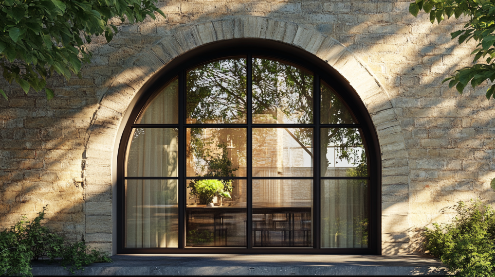 half circle black window