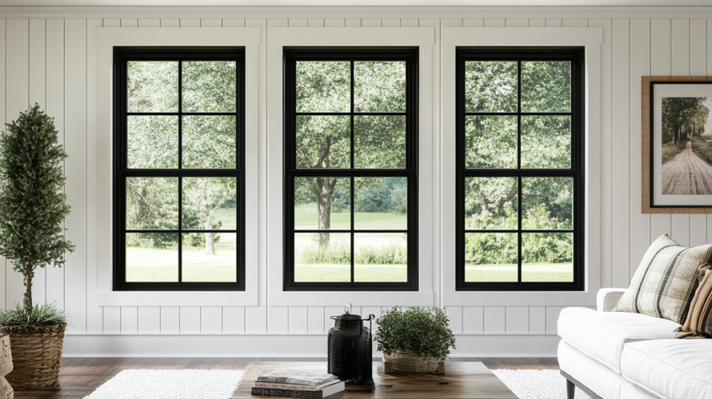 modern black hung window design ideas