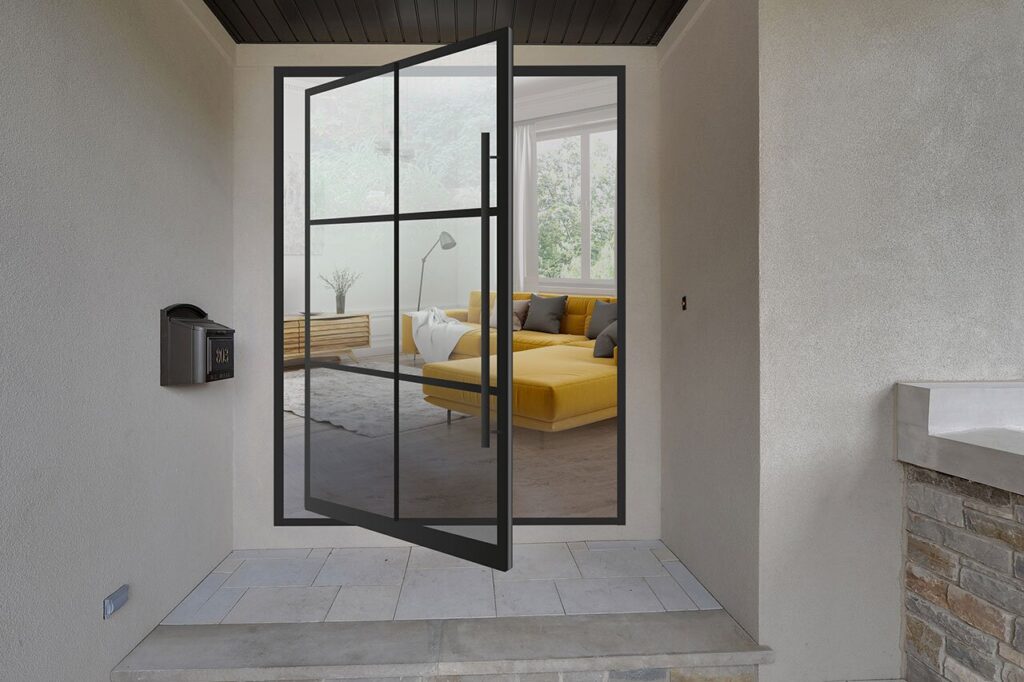 modern exterior pivot door