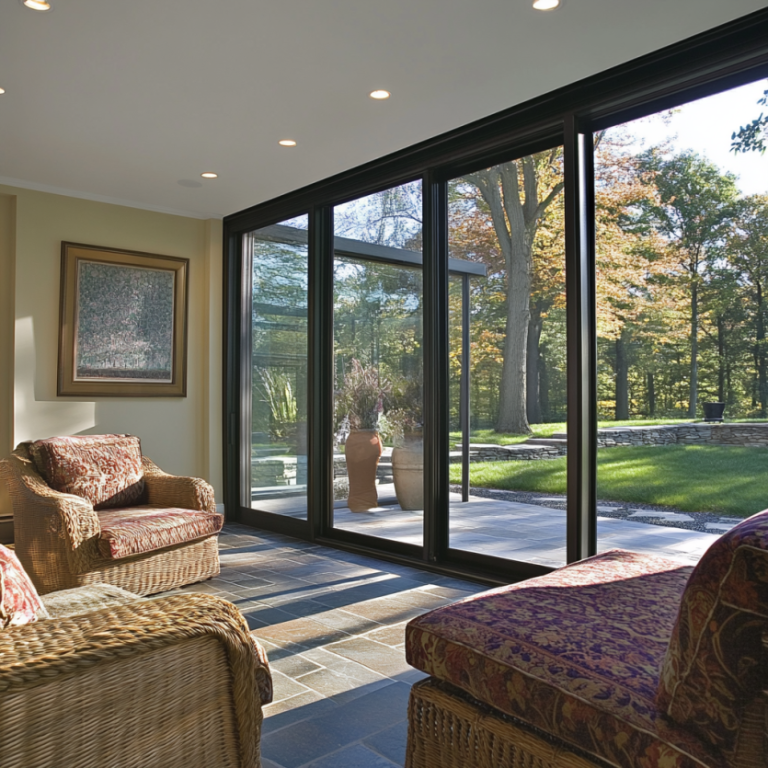 sliding glass door aluminum in the patio