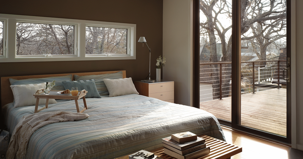 white awning windows in bedroom