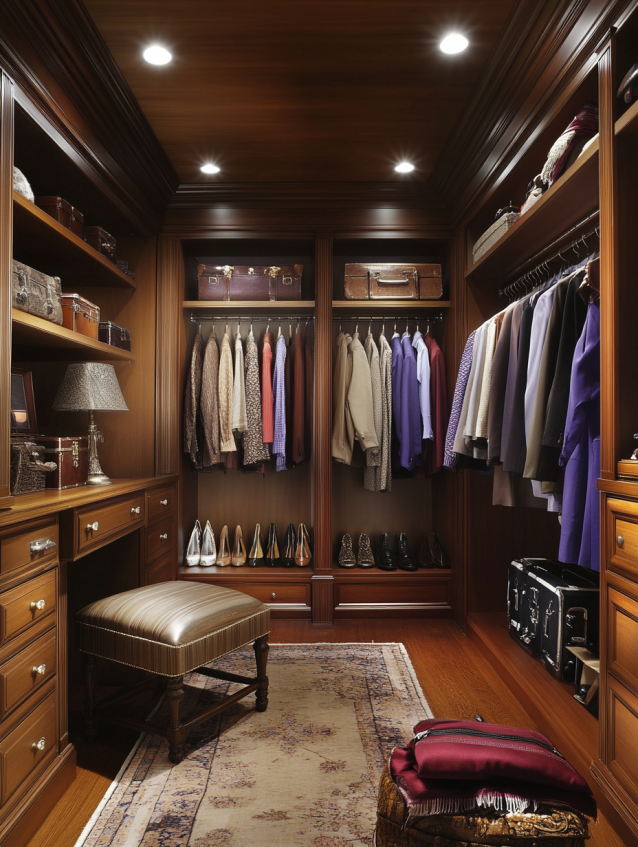 Walk-In Master Bedroom Closet in Luxury Hotel Suite