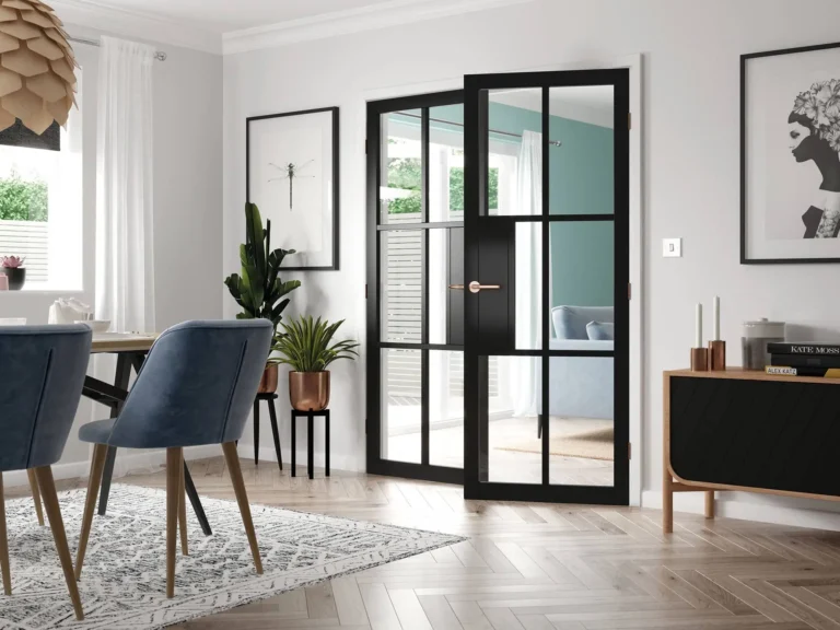 best black aluminium interior glass door