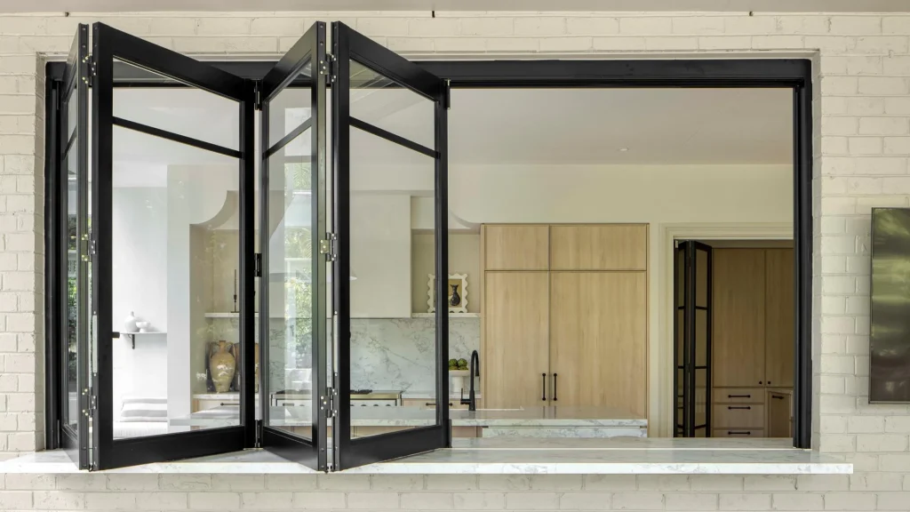 black-aluminum-folding-window-design-in-the-kitchen