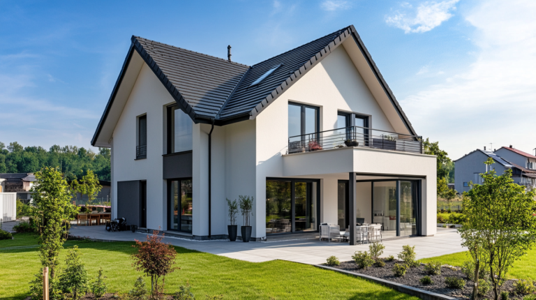 german residential house with aluminum windows