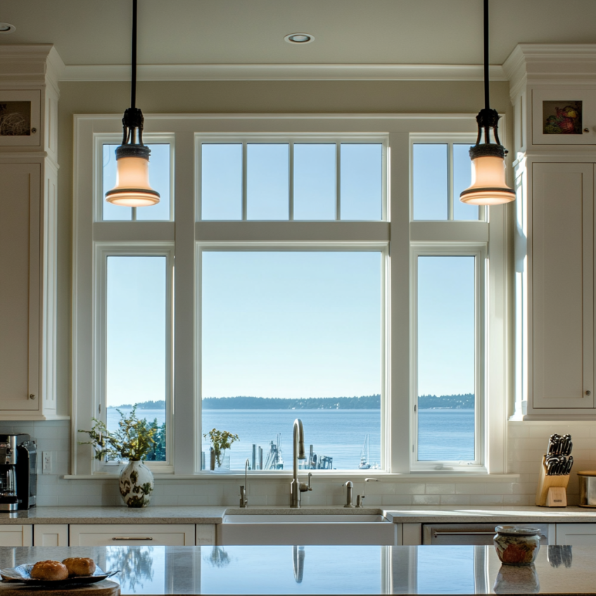 modern farmhouse kitchen transom window