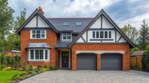 uk residential house with garage doors