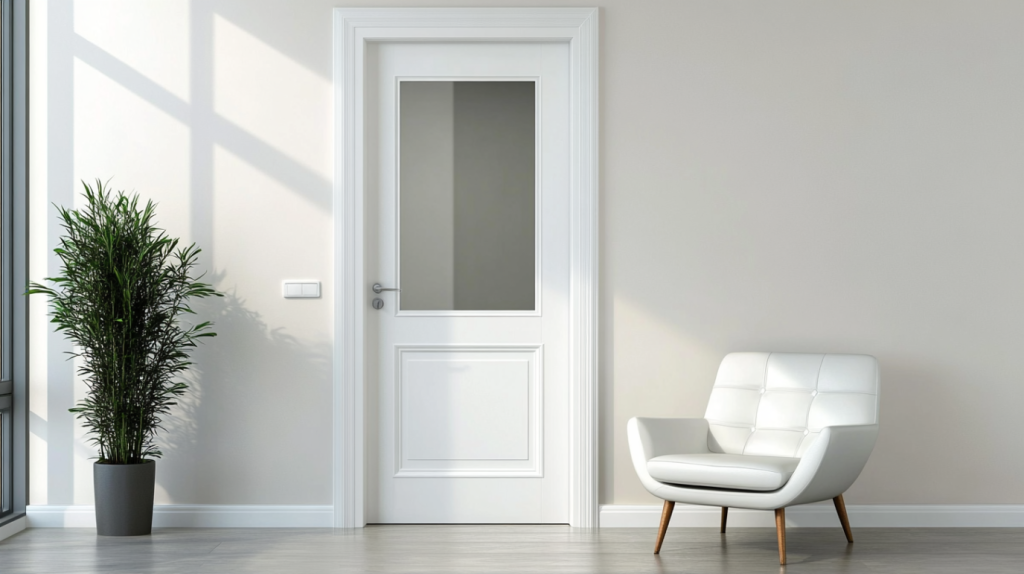 white interior door with glass