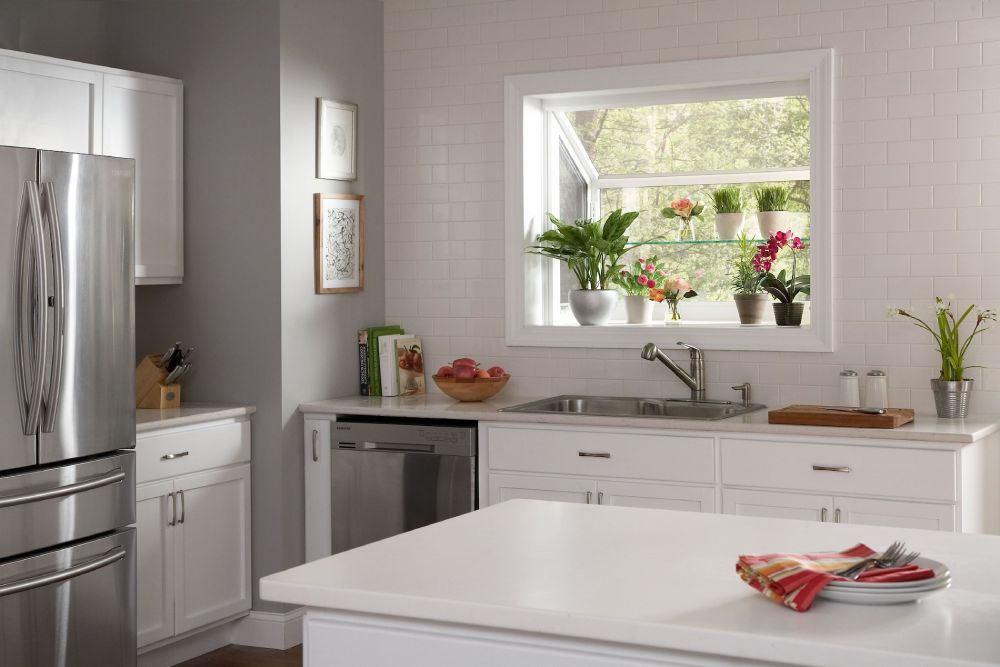 white kitchen garden window design