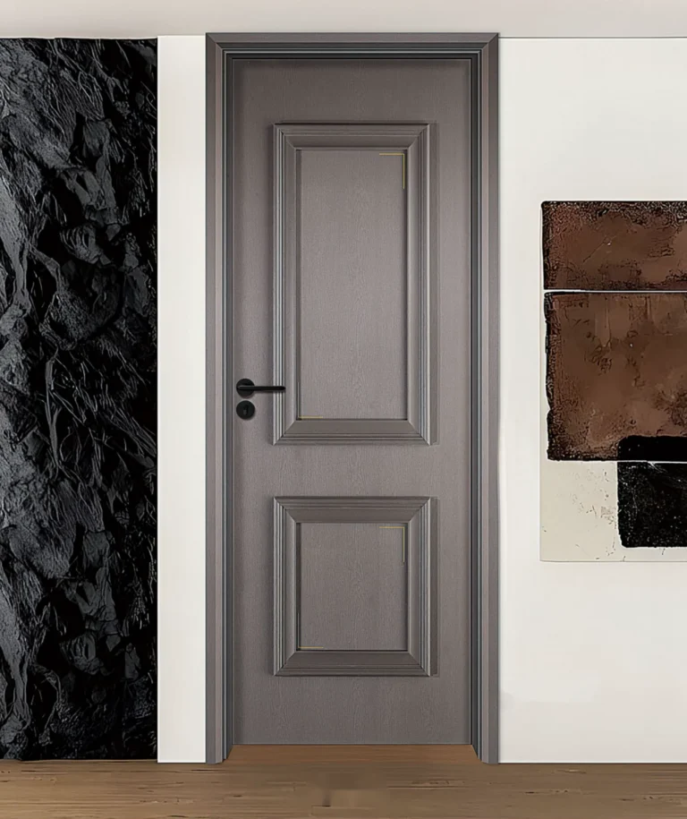 WPC-M-PVC-G02 SERIES Gray Laminating Engraved Line PVC Doors