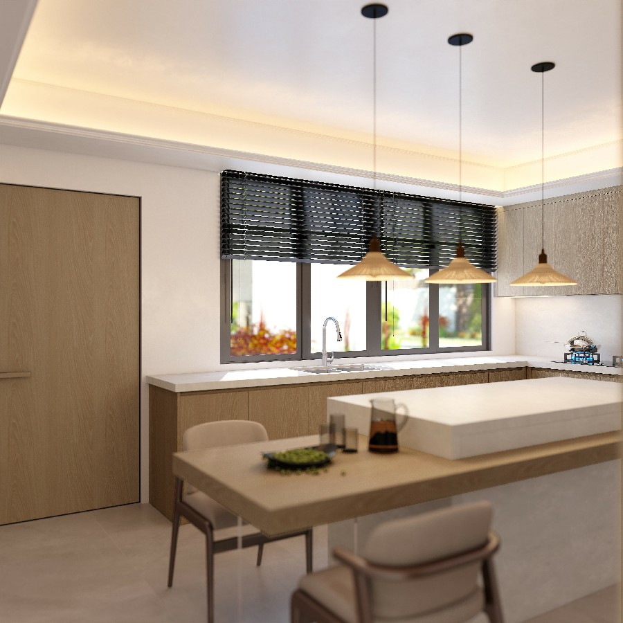 wooden kitchen cabinet & aluminum window & wooden door