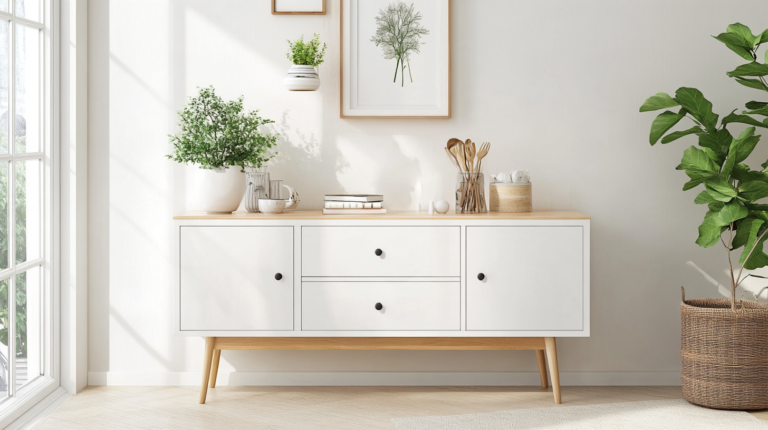 simple white sideboard buffet cabinet with drawers