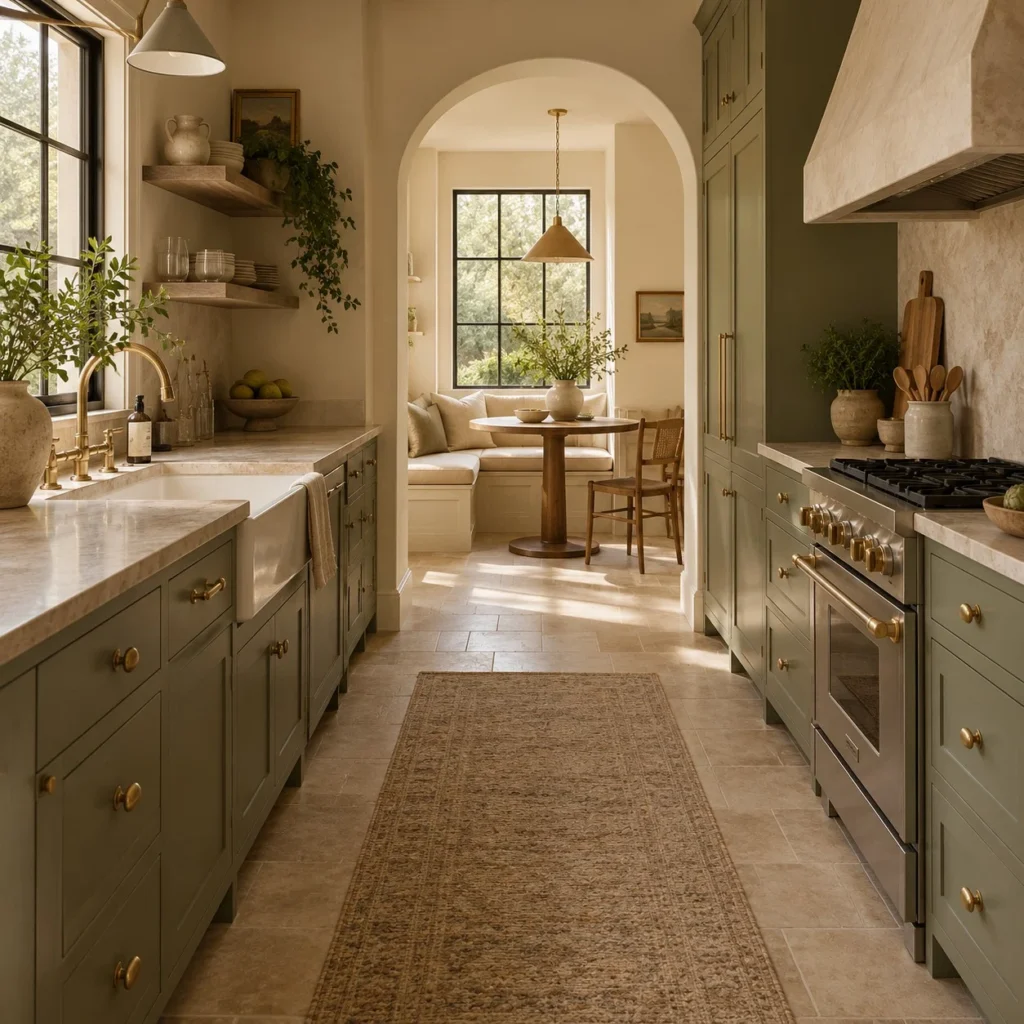 contemporary sage green kitchen cabinets