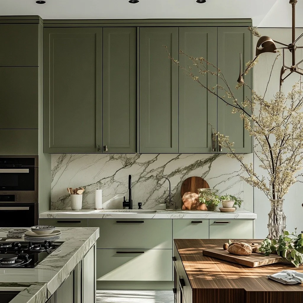 popular sage green kitchen unit