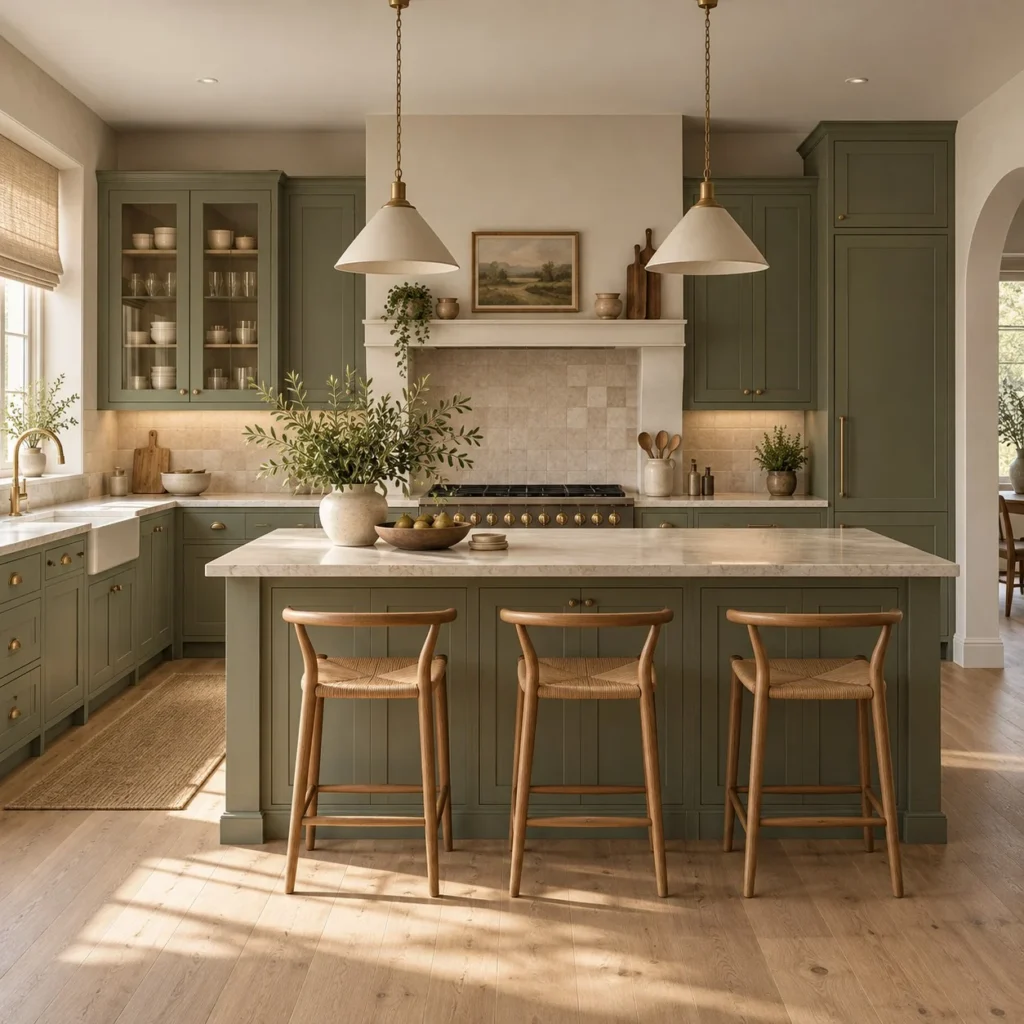 sage colored kitchen