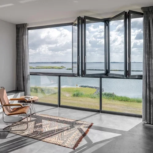 aluminium frame bifold glass sliding window
